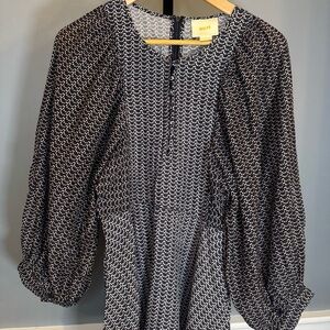 Anthropologie Maeve Nilaya Dress Dark Blue White With Pockets Size S